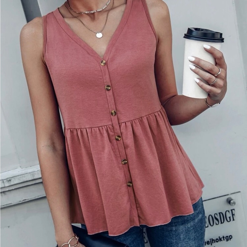 Classy business casual Flare button tank top